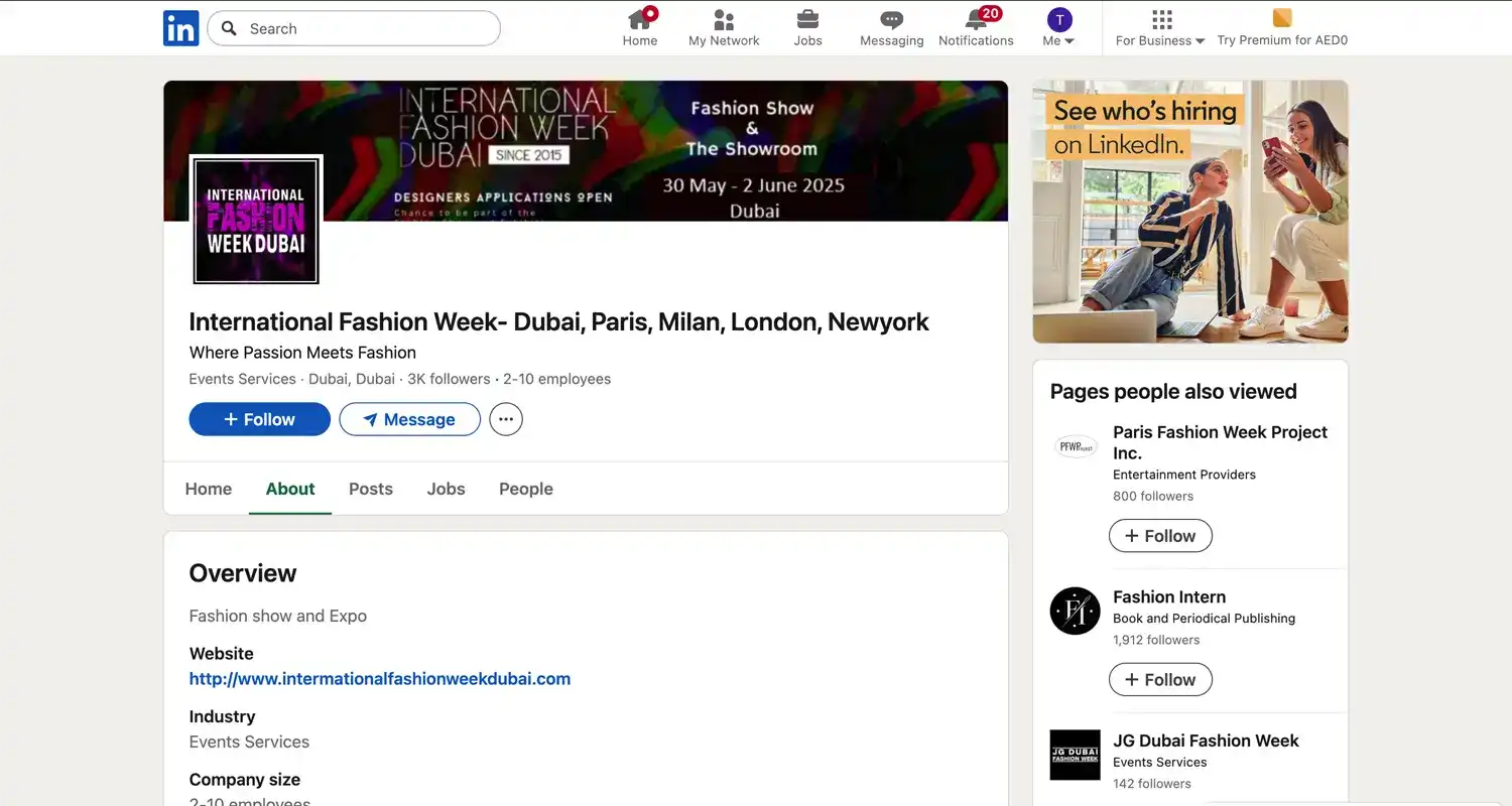 LinkedIn Strategy for International Fashion Week Dubai
